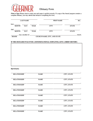 Obituary Form