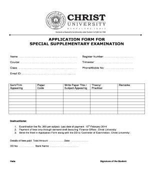 Special Supplementary Examination Application Form