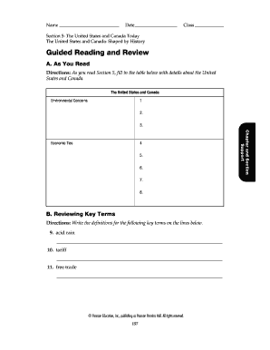 United States and Canada Worksheet