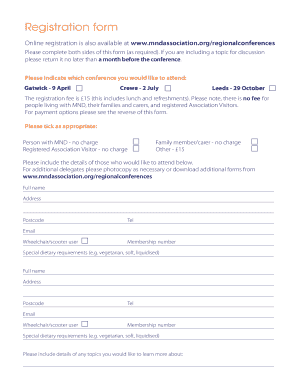 MND Association Conference Registration Form