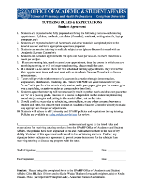 Student Tutoring Rules Agreement