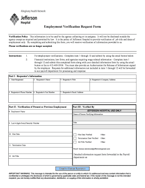 Employment Verification Request Form