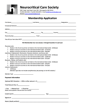 Neurocritical Care Society Membership Application