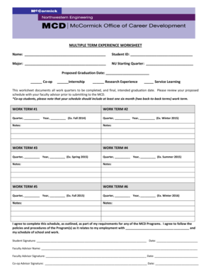 Multiple Term Experience Worksheet