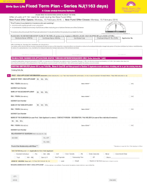 Birla Sun Life Fixed Term Plan Application Form