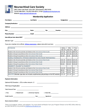 Neurocritical Care Society Membership Application