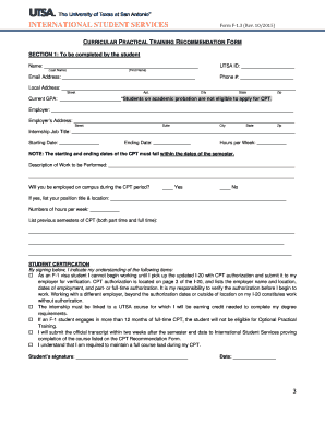 Curricular Practical Training (CPT) Application Form