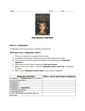 Biography Report Template