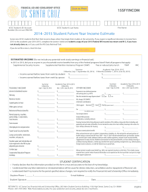 UCSC Student Future Year Income Estimate
