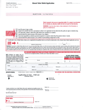 Michigan Absent Voter Ballot Application
