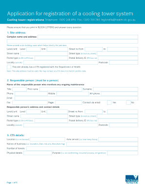 Cooling Tower System Registration Form