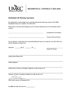 UMKC Residential Contract 2015-2016