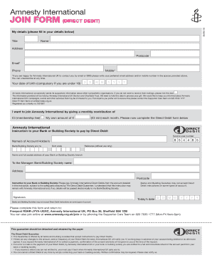 Amnesty International Direct Debit Join Form