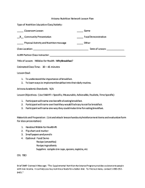 Arizona Nutrition Network Lesson Plan