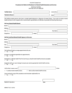 OhioMHAS Mental Health Evaluation Referral Form