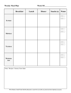 Diabetes Weekly Meal Plan