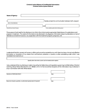 Criminal Justice Release of Confidential Information