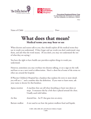 Medical Terms Glossary for Patients