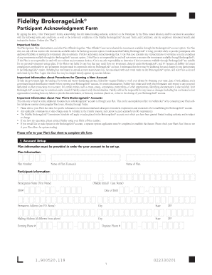 Fidelity BrokerageLink Participant Acknowledgment Form