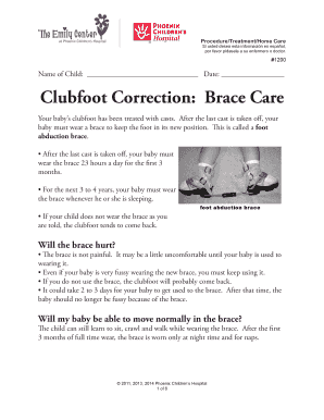 Clubfoot Correction Brace Care Instructions