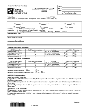 ADHD Diagnostic Clinic Form
