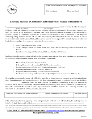 Ohio Authorization for Release of Information