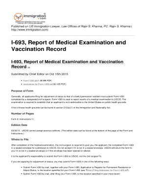 I-693 Medical Examination and Vaccination Record