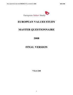 European Value Survey Questionnaire