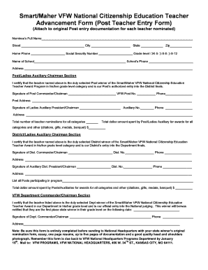 Smart/Maher VFW National Citizenship Education Teacher Award