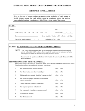 Interval Health History for Sports Participation
