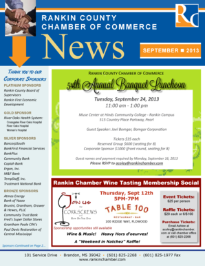 Rankin county Chamber of commerce News Thank you to our Corporate Sponsors PLATINUM SPONSORS Rankin County Board of Supervisors Rankin First Economic Development GOLD SPONSOR River Oaks Health System: Crossgates River Oaks Hospital River