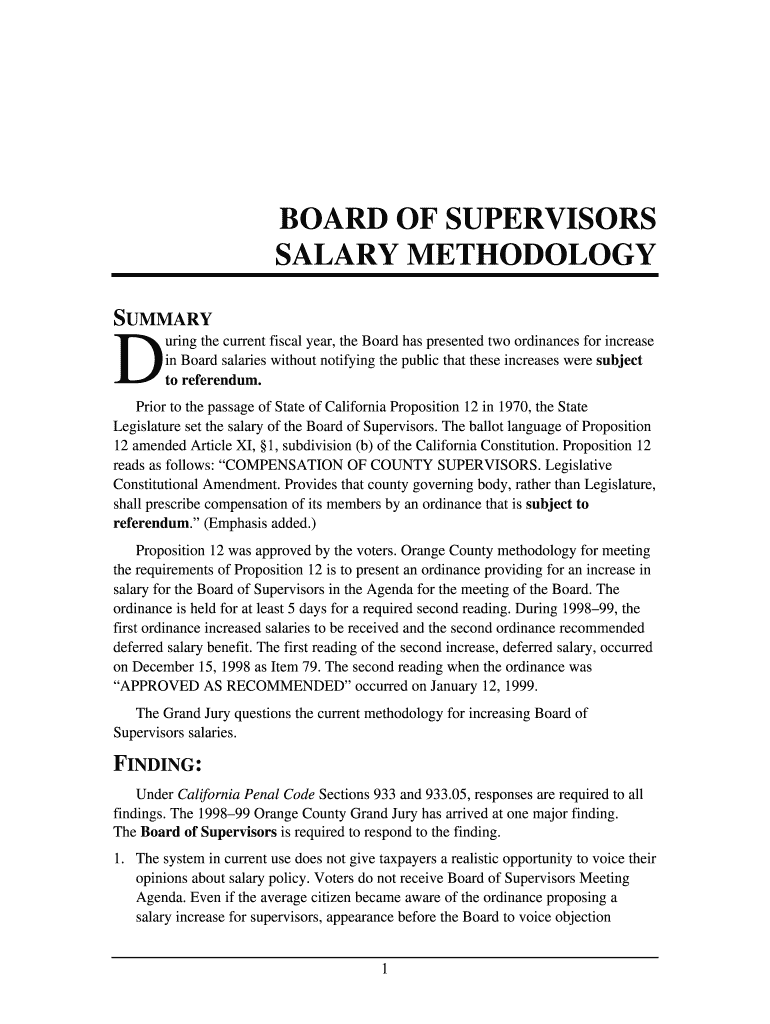 Fillable Online board of supervisors salary methodology OC Grand Jury Fax Email Print pdfFiller