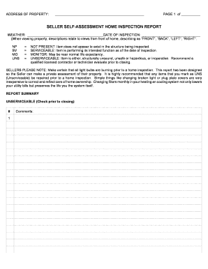 Seller Self-Assessment Home Inspection Report