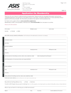 ASIS International Membership Application