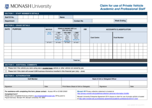 Private Vehicle Use Claim Form
