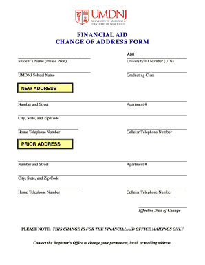 Financial Aid Change of Address Form