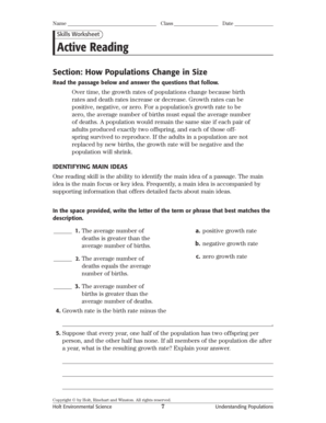 Skills Worksheet - Population Growth