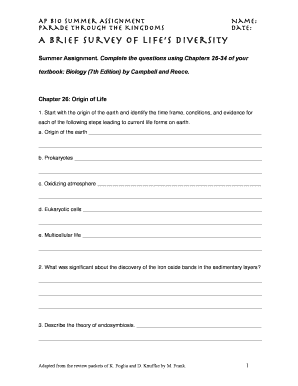 AP Biology Summer Assignment