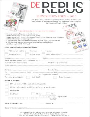 De Rebus Subscription Form