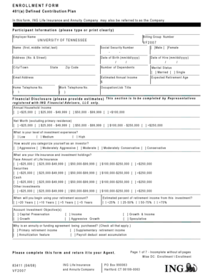 ING Life Insurance 401(a) Defined Contribution Plan Enrollment Form
