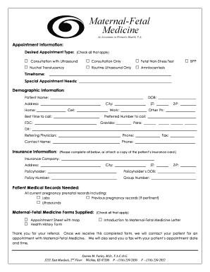 Maternal-Fetal Medicine Appointment Form