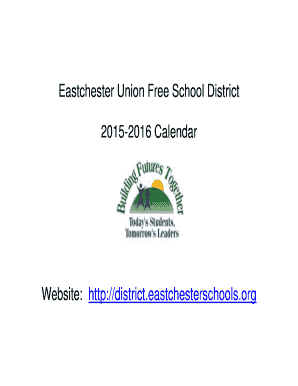 Eastchester Union Free School District 2015-2016 Calendar - district eastchesterschools