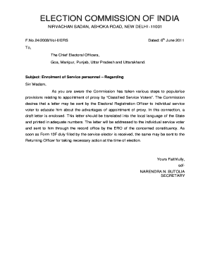 Service Voter Proxy Appointment Form