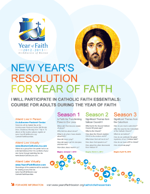 Year of Faith Catholic Course Registration Form