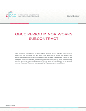 QBCC Period Minor Works Subcontract Agreement