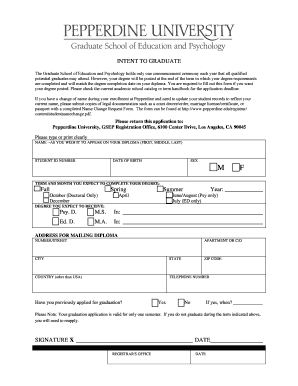 Intent to Graduate Form