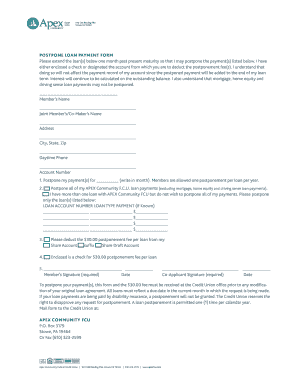 Loan Payment Postponement Form