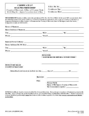 Macomb County Business Registration Form