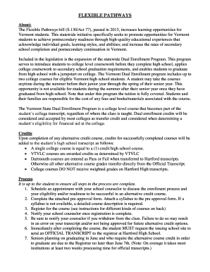 Vermont Dual Enrollment Pre-Approval Form