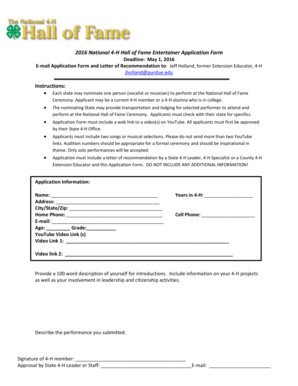 Church recommendation letter pdf - 2016 National 4-H Hall of Fame Entertainer Application Form - offices aces